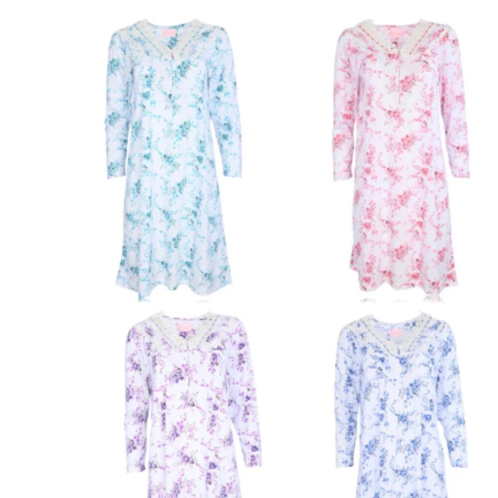 4 Pack Long sleeve 100% Cotton Nightgown Pajama Wear Sleepwear Cozy Lounge